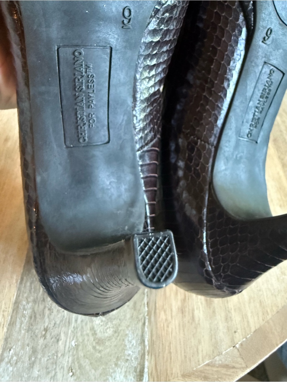 Christian Siriano for Payless Brown Snakeskin Embossed Platform Pumps Size 9 - Picture 6 of 12